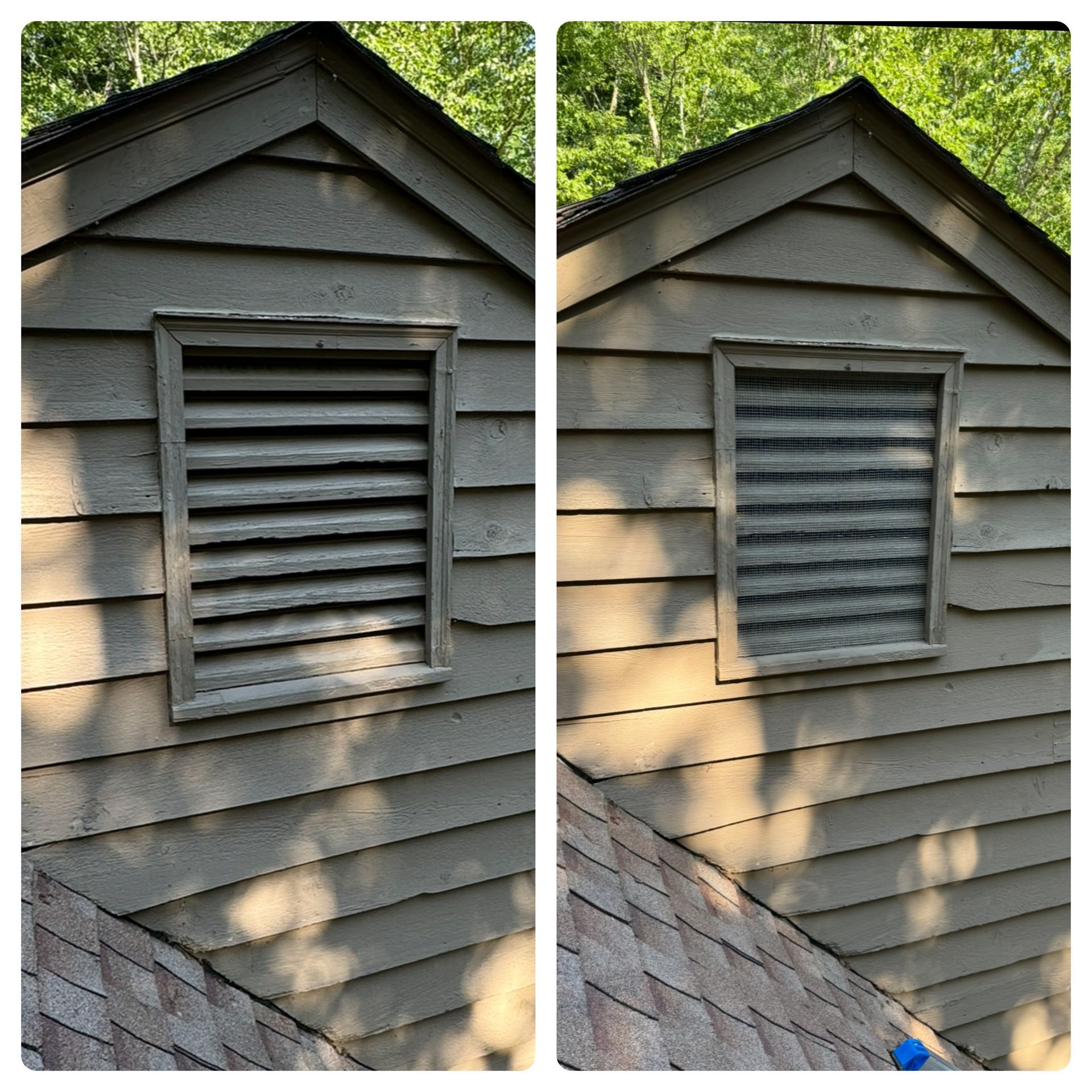 Seckora's Wildlife team performing wildlife removal and exclusion repairs on a residential property.